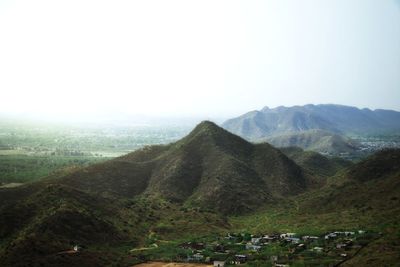 Scenic view of mountains against clear sky