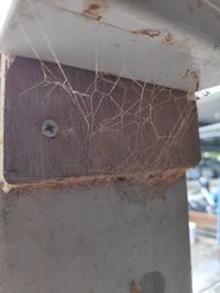 Close-up of rusty metal on wall