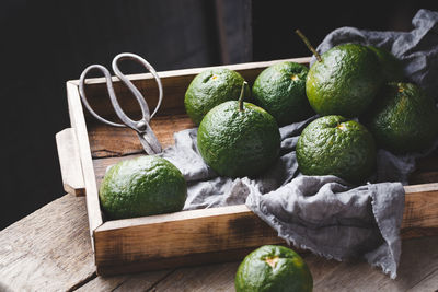Close-up of fruits on cutting board