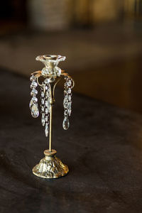 Close-up of illuminated decoration on table