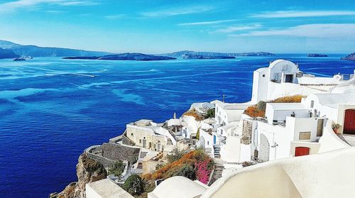High angle view of buildings in sea
