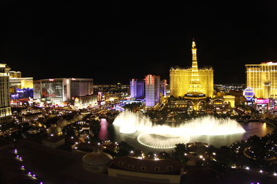 Illuminated cityscape at night