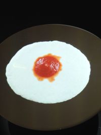 High angle view of dessert on table