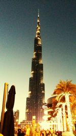 Low angle view of buildings against clear sky