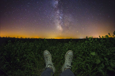 Scenic view of star field against sky at night