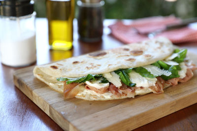 Close-up of food on cutting board