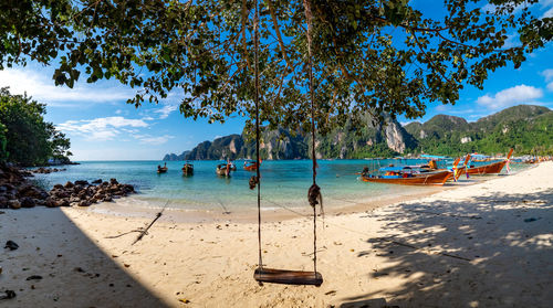 Scenic view of beach against sky