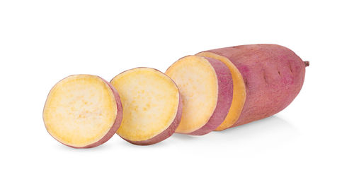 High angle view of fruits against white background