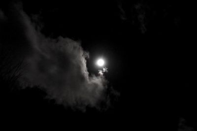 Low angle view of silhouette moon against sky at night