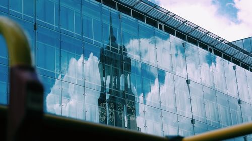 Low angle view of built structure against blue sky