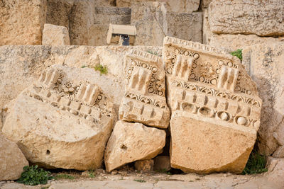 Text on stone wall of temple