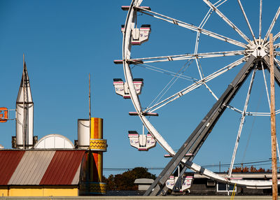 Low angle view of ferris wheel against buildings