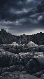 Scenic view of rocks against sky