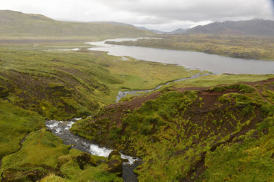 High angle view of landscape against sky