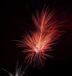 Firework display against sky at night