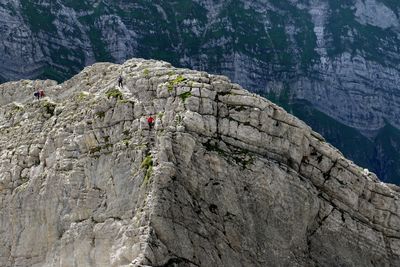 People climbing on rock