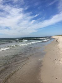 Scenic view of sea against cloudy sky