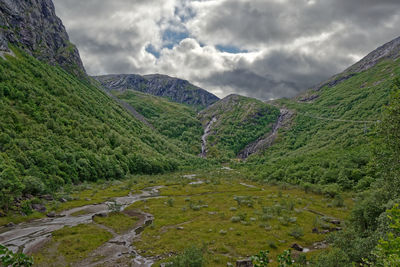 Scenic view of mountains against sky