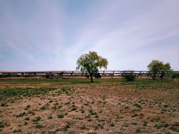 Scenic view of landscape against cloudy sky