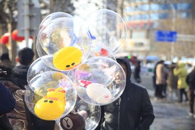 Close-up of bubbles against blurred background