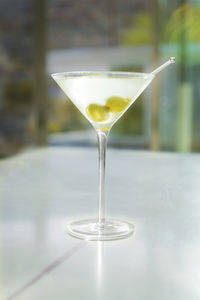 Close-up of drink in glass on table