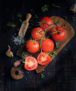 High angle view of fruits on table