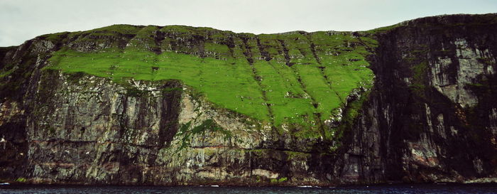 Low angle view of rock formation against sky