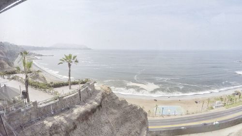 High angle view of beach against sky