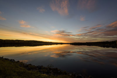 View of lake at sunset