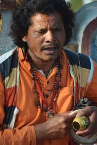 Portrait of baul singer from west bengal, india