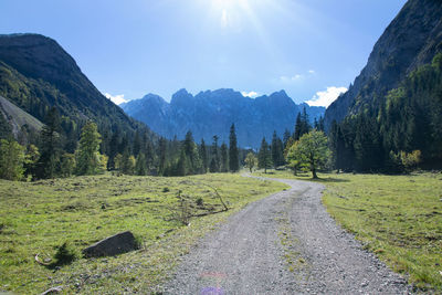 Road amidst trees against sky