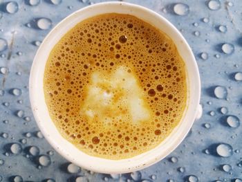 High angle view of coffee in cup