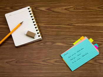 High angle view of pencil on table