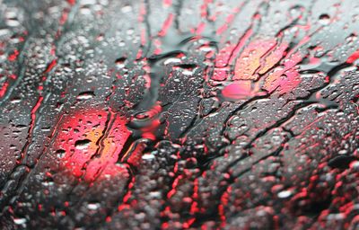 Close-up of water drops on glass