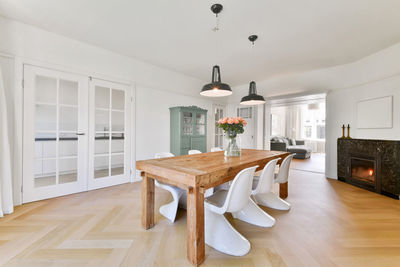 View of dining table at home