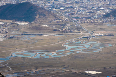 High angle view of road passing through landscape