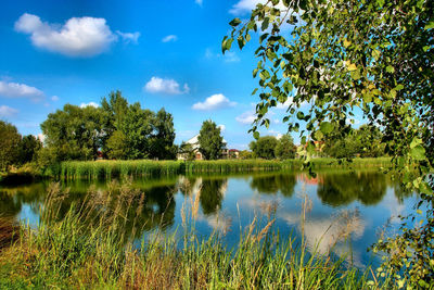 Scenic view of lake against sky