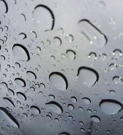 Full frame shot of raindrops on glass window