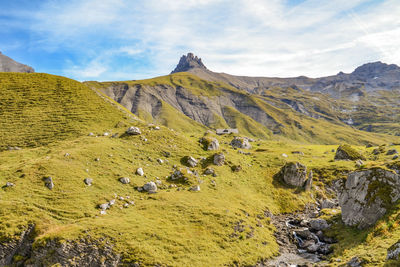 Scenic view of mountains against sky