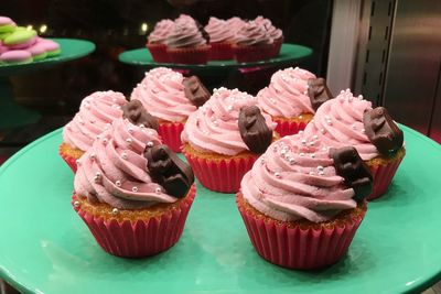 Close-up of cupcakes on table