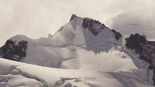 Snow covered mountains against sky