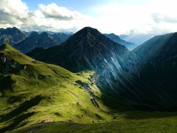 Scenic view of mountains against sky