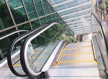 High angle view of escalator in building