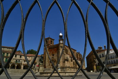 Low angle view of built structure against blue sky