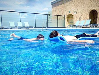 Swimming pool against clear sky