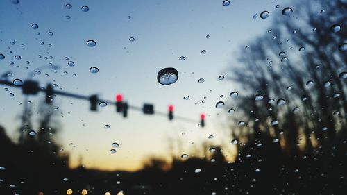 Close-up of water drops on glass