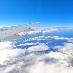 Cropped image of airplane wing against sky