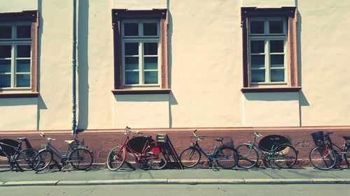 Bicycle parked outside building