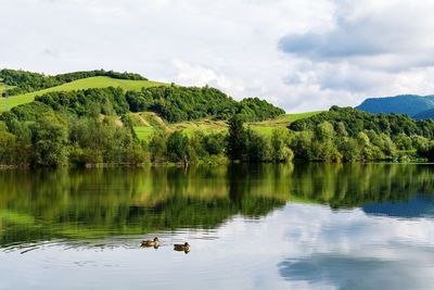 Scenic view of lake against sky