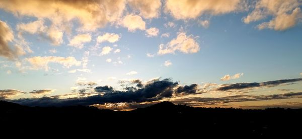 Low angle view of silhouette mountain against sky